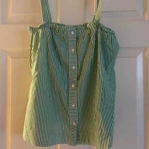 J Crew Size 2 Baby Doll Top Green and White Stripes Never Worn